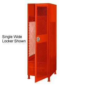 1 Door Gear Locker w/ Footlocker & Legs, 72"W x 18"D x 76"H, Red, All-Welded