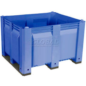Decade Solid Wall Pallet Container, Short Side Runners, 48"L x 40"W x 31"H, 1500 lb Cap, Blue