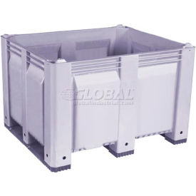 Solid Wall Pallet Container, Short Side Runners, 48"L x 40"W x 31"H, 1500 lb Cap, Gray