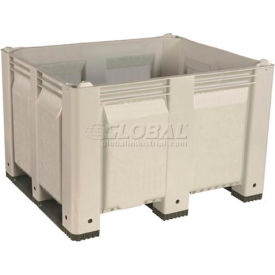 Solid Wall Pallet Container, Short Side Runners, 48"L x 40"W x 31"H, 1500 lb Cap, White