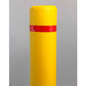 50" Soft Polyethylene Bollard Cover - Yellow Cover/Red Tapes