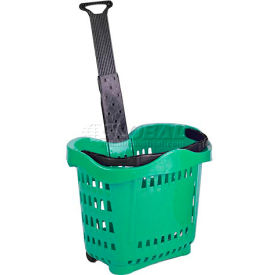 Plastic Rolling Shopping Basket 43 Liter Green, Pack Qty of 6