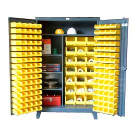 Heavy Duty Bin Cabinet - With 165 Bins And Shelves 48x24x78