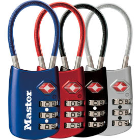 No. 4688D TSA-Accepted Luggage Combination Padlock 2"W Assorted Colors Price Each