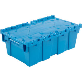 Plastic Attached Lid Shipping & Storage Container 19-5/8"Lx11-7/8"Wx7"H, Blue