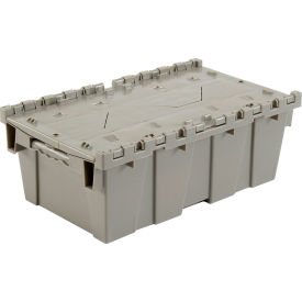 Plastic Attached Lid Shipping & Storage Container 19-5/8"Lx11-7/8"Wx7"H, Gray
