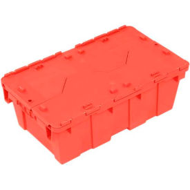 Plastic Attached Lid Shipping & Storage Container 19-5/8"Lx11-7/8"Wx7"H, Red