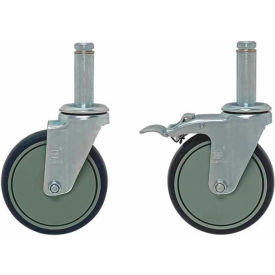WR-00H Caster Kit for Chrome Wire Shelving 4 Swivel with 2 Brakes