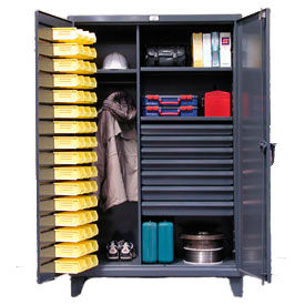 Heavy Duty Bin Cabinet 46-WBD-243-7DBLD - With 48 Bins And Drawers 48x24x78
