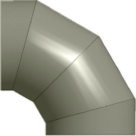 16" Diameter 90 Degree Gray Left Hand Elbow