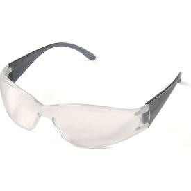 Frameless Safety Glasses, Anti-Scratch, Clear Lens, Gray Temples