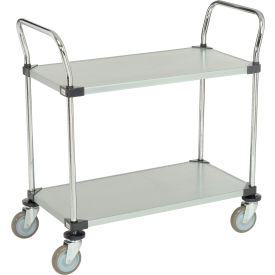 2 Shelf Utility Cart, Solid Galvanized, 36"W x 18"D x 39"H, Poly Casters, 4 Swivel