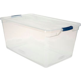 Cleverstore Latching Storage Tote w/ Lid, 29"L x 17-3/4"W x 13-1/4"H, Clear, Polyethylene