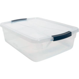 Cleverstore Latching Storage Tote w/ Lid, 16-7/8"Lx13-3/8"Wx5-1/2"H, Clear, Polyethylene