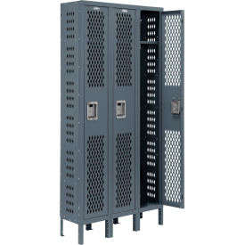 Infinity 1-Tier 3 Door Ventilated Locker, 36"Wx18"Dx78"H, Unassembled
