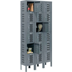 6-Tier 18 Door Ventilated Locker, 36"Wx12"Dx78", Unassembled