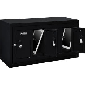 1-Tier 4 Door Locker w/ Key Lock, 28-1/2"Wx11-1/4"Dx15-5/8"H, Black, Assembled