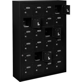 6-Tier 24 Door Locker, 32-1/8"W x 10-1/8"D x 46-11/16"H, Black, Assembled