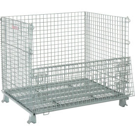 Folding Wire Container, 48"L x 40"W x 42-1/2"H, 3000 lb. Capacity, Gray