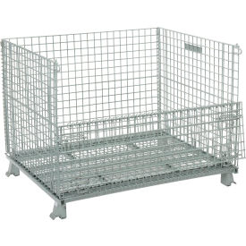Folding Wire Container, 48"L x 40"W x 36-1/2"H, 3000 lb. Capacity, Gray