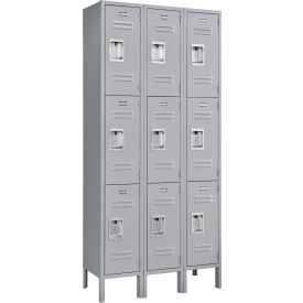 Infinity® 3-Tier 9 Door Locker, 36"W x 15"D x 78"H, Gray, Unassembled