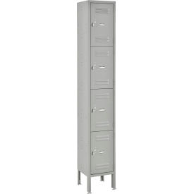 4-Tier 4 Door Box Locker, 12"W x 18"D x 78"H, Gray, Unassembled