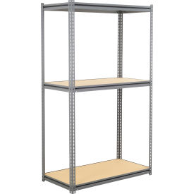 3 Shelf Heavy Duty Boltless Shelving Z Beam Starter, 48Wx24Dx60H, Wood Deck