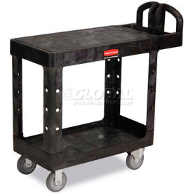 Plastic Utility Cart w/2 Shelves, 500 lb. Capacity, 39"L x 17"W x 33"H, Black
