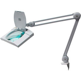 LED Magnifier Lamp, 5-Diopter, 7.5"x6.2" Lens, 9W, 530 Lum, 32" Reach, 6400K, White