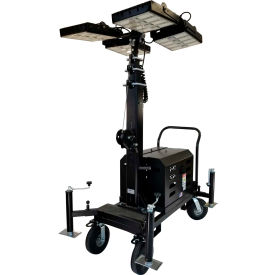 Portable Light Tower, 4-200W, 4-30000 Lumens, 17' Vertical Mast, Black