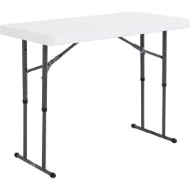 Adjustable Height Plastic Folding Table, 24" x 48", White