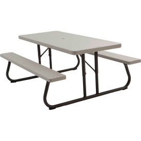 6' Folding Picnic Table, Putty