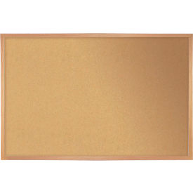 4' x 5' Bulletin Board - Natural Cork - Oak Wood Frame