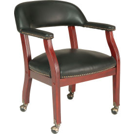 Conference Chair with Arms and Casters - Vinyl - Black