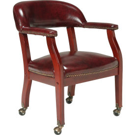 Conference Chair with Arms and Casters - Vinyl - Burgundy