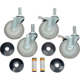 Stem Casters Set (4), 5" Polyurethane Wheel, 2 with Brakes, 1200 Lb Capacity