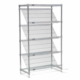 5 Shelf, Chrome Slant Wire Shelving Unit, Starter, 36"W x 24"D x 54"H