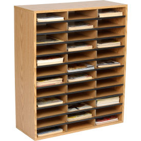 36 Compartment Wood Literature Sorter 34-1/2"H Oak