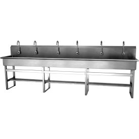 512FAL-0.5 6-Person Floor Mount Wash Station With AC Powered Sensors, 0.5 GPM
