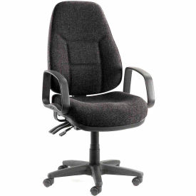 Task Chair With High Back & Fixed Arms, Fabric, Black