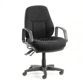 Task Chair With Mid Back & Fixed Arms, Fabric, Black