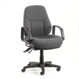 Task Chair With Mid Back & Fixed Arms, Fabric, Gray