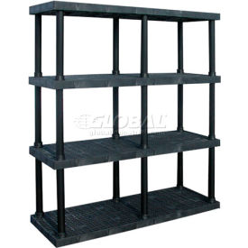 Structural Plastic Vented Shelving, 66"W x 24"D x 75"H, Black