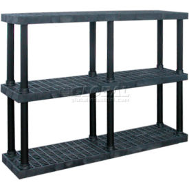 Structural Plastic Vented Shelving, 66"W x 16"D x 51"H, Black
