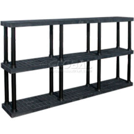Structural Plastic Vented Shelving, 96"W x 16"D x 51"H, Black