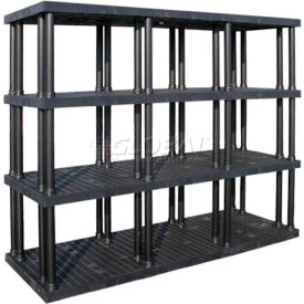 Structural Plastic Vented Shelving, 96"W x 36"D x 75"H, Black