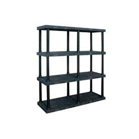 Structural Plastic Adjustable Vented Shelving, 66"W x 24"D x 72"H, Black