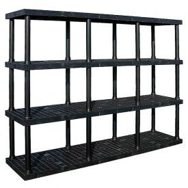 Structural Plastic Adjustable Vented Shelving, 96"W x 16"D x 72"H, Black