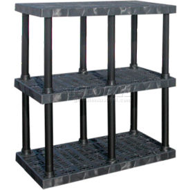Structural Plastic Vented Shelving, 48"W x 24"D x 51"H, Black