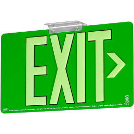 Exit Sign, Green Aluminum Face & Back with Photoluminescent Letters, Single Face